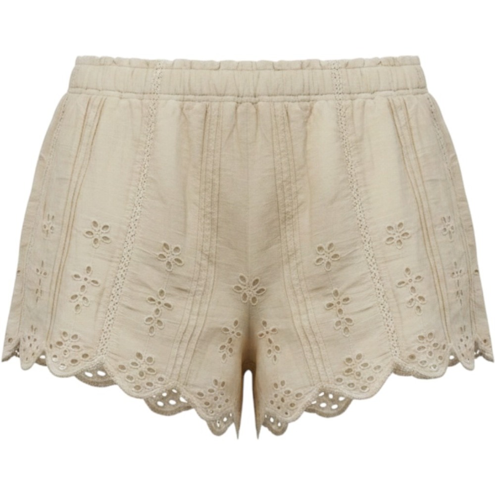 American Eagle Eyelet Scalloped Shorts Cream Beige Oversized Fit Womens Medium